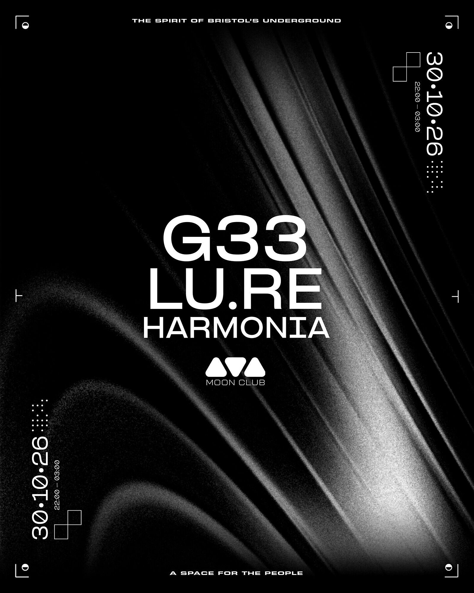 G33, Lu.Re & Harmonia, Moon Club, Stokes Croft — Bristol club night
